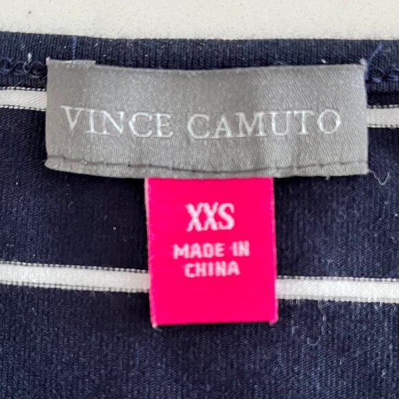 Vince Camuto Casual 3/4 Sleeve Scoop Neck Striped Top Navy + White Sz XXS - Picture 7 of 9